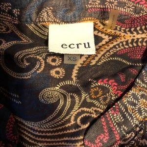 Ecru Paisley Print Button Up Blouse